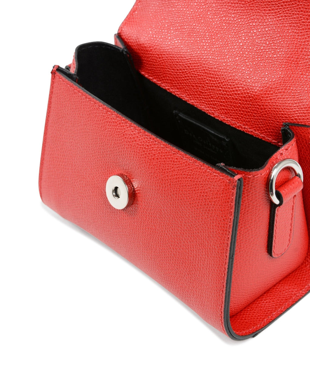 Petit Sac Dee Ocleppo Bologna – Cuir Grainé Rouge, Fabrication Italienne (16 x 10 x 8 cm) - LANOVRA