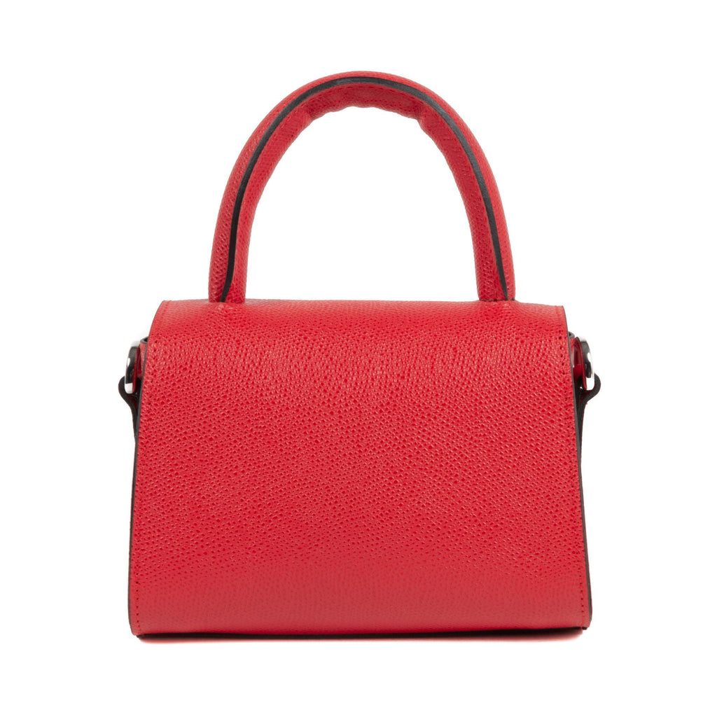 Petit Sac Dee Ocleppo Bologna – Cuir Grainé Rouge, Fabrication Italienne (16 x 10 x 8 cm) - LANOVRA