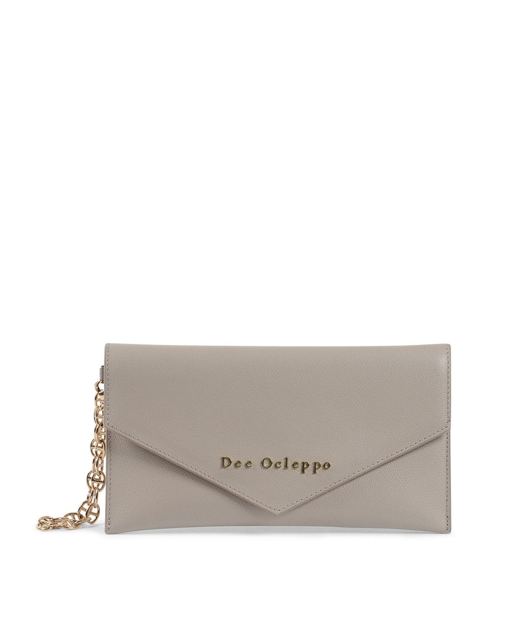 Pochette Dee Ocleppo DC220 Logo – Cuir Palmellato Taupe, Fabrication Italienne (28 x 15 x 7 cm) - LANOVRA