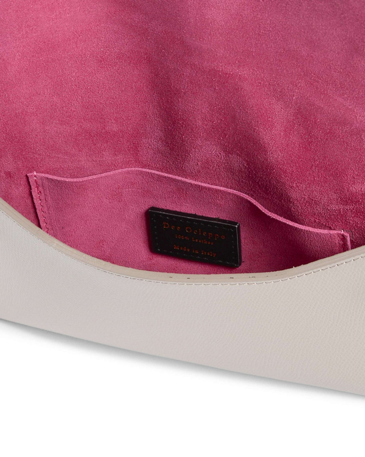 Pochette Dee Ocleppo DC220 Logo – Cuir Palmellato Taupe, Fabrication Italienne (28 x 15 x 7 cm) - LANOVRA