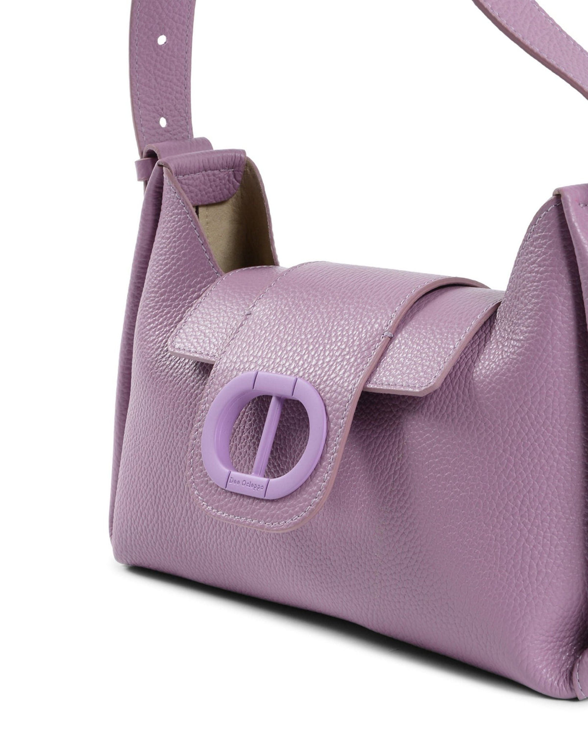 Sac À Main Dee Ocleppo San Marino – Cuir Pebblé Violet, Fabrication Italienne (35 x 19 x 10 cm) - LANOVRA