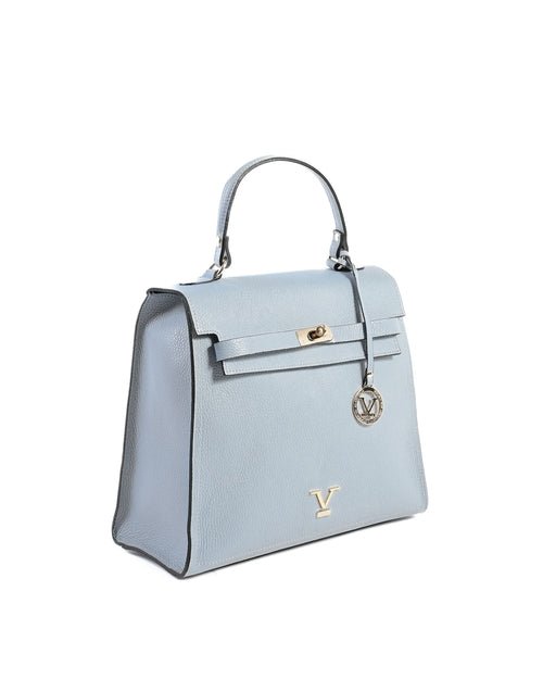Sac à Main en Cuir Bleu Ciel V Italia BG12010 – Dollaro, Fabrication Italienne (32 x 15 x 26 cm) - LANOVRA