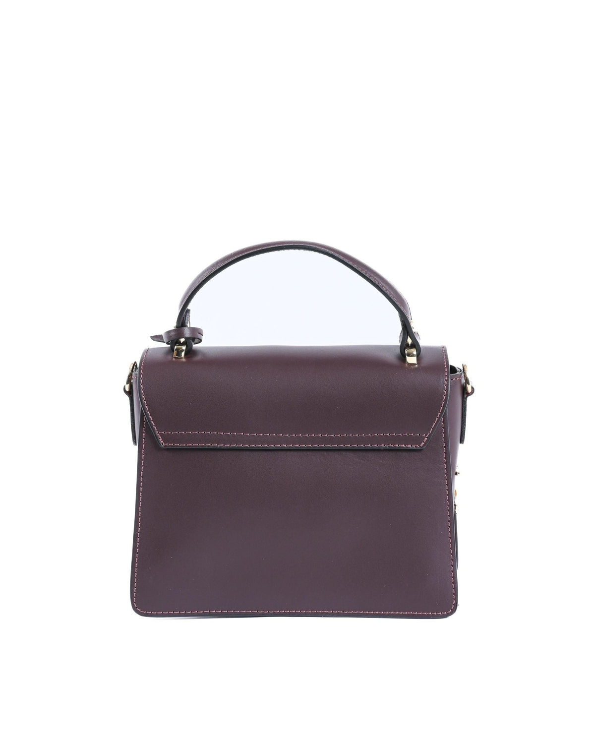 Sac à Main en Cuir Bordeaux V Italia V505 – Ruga Grainé, Fabrication Italienne (20 x 16 x 8 cm) - LANOVRA