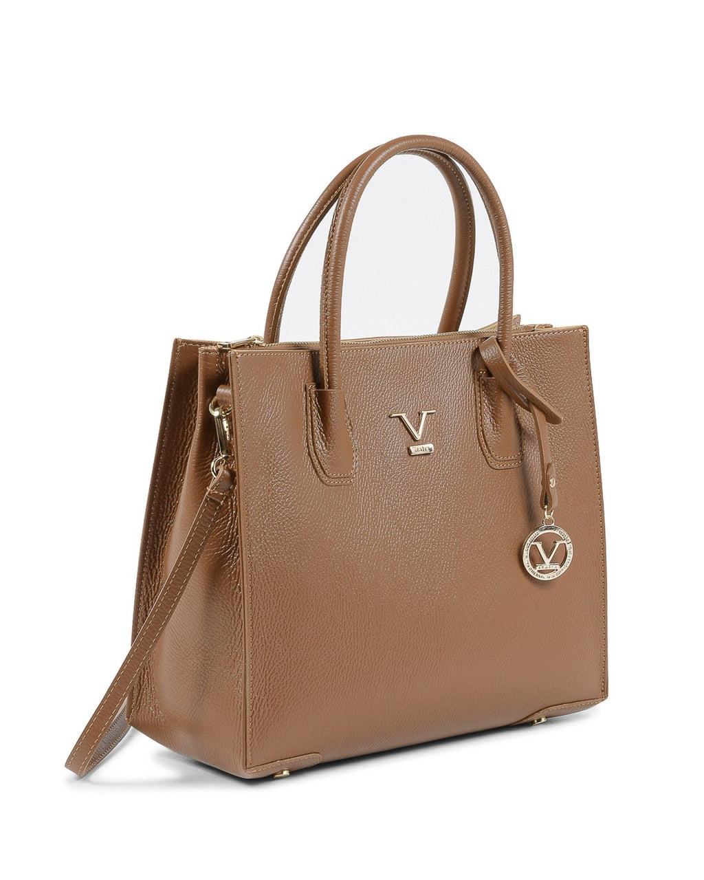 Sac à Main en Cuir Camel V Italia BE10275 – Dollaro, Fabrication Italienne (33 x 27 x 14 cm) - LANOVRA