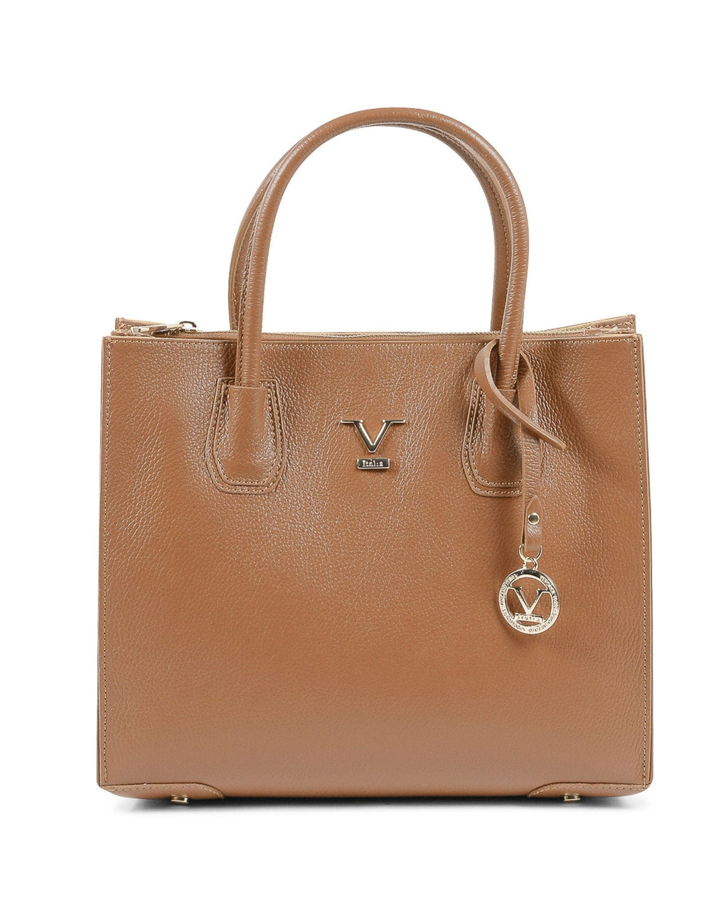 Sac à Main en Cuir Camel V Italia BE10275 – Dollaro, Fabrication Italienne (33 x 27 x 14 cm) - LANOVRA