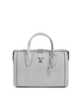 Sac à Main en Cuir Gris V Italia V014-S – Saffiano, Fabrication Italienne (33 x 22 x 15 cm) - LANOVRA