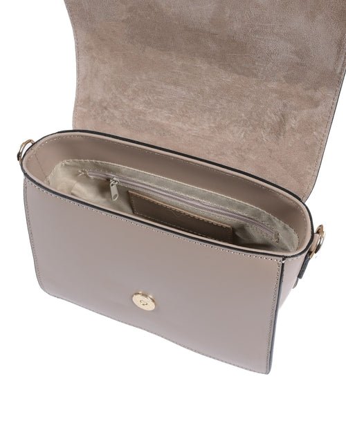 Sac à Main en Cuir Taupe V Italia V505 – Ruga Grainé, Fabrication Italienne (20 x 16 x 8 cm) - LANOVRA