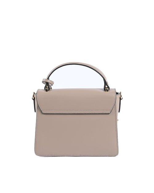 Sac à Main en Cuir Taupe V Italia V505 – Ruga Grainé, Fabrication Italienne (20 x 16 x 8 cm) - LANOVRA