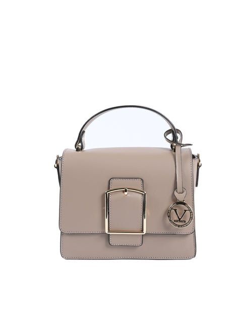 Sac à Main en Cuir Taupe V Italia V505 – Ruga Grainé, Fabrication Italienne (20 x 16 x 8 cm) - LANOVRA