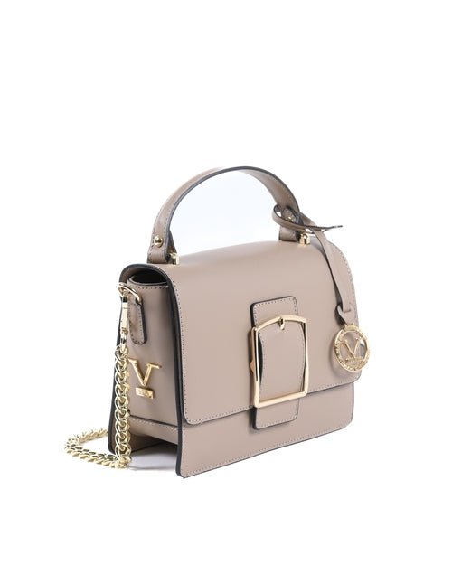 Sac à Main en Cuir Taupe V Italia V505 – Ruga Grainé, Fabrication Italienne (20 x 16 x 8 cm) - LANOVRA