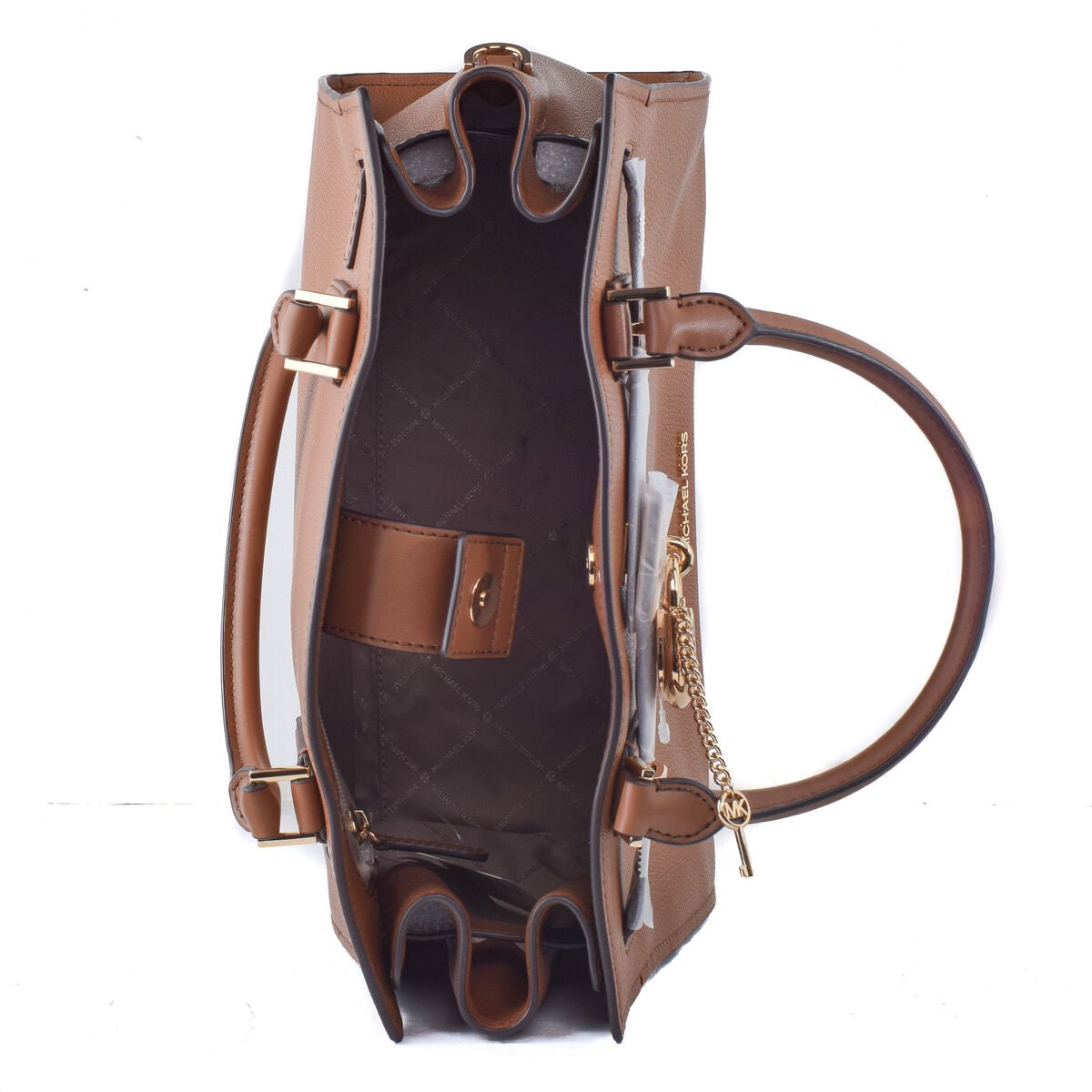 Sac à Main Michael Kors Hamilton – Cuir Grainé Marron Luggage (33 x 16 x 23 cm) - LANOVRA