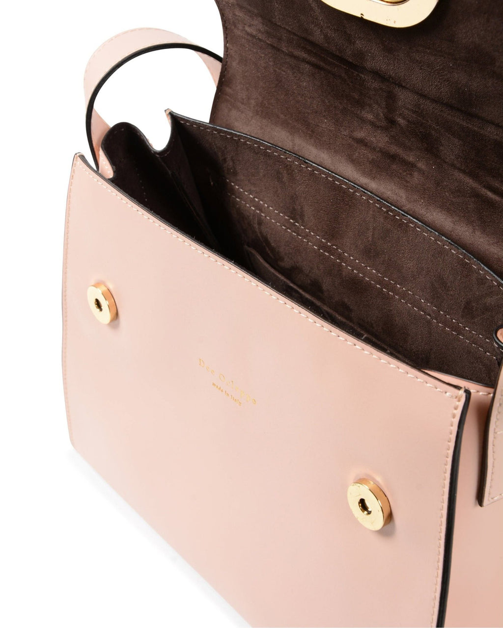 Sac Bandoulière À Rabat Dee Ocleppo Spoleto – Cuir Lisse Rose Cipria, Fabrication Italienne (26 x 19 x 11 cm) - LANOVRA