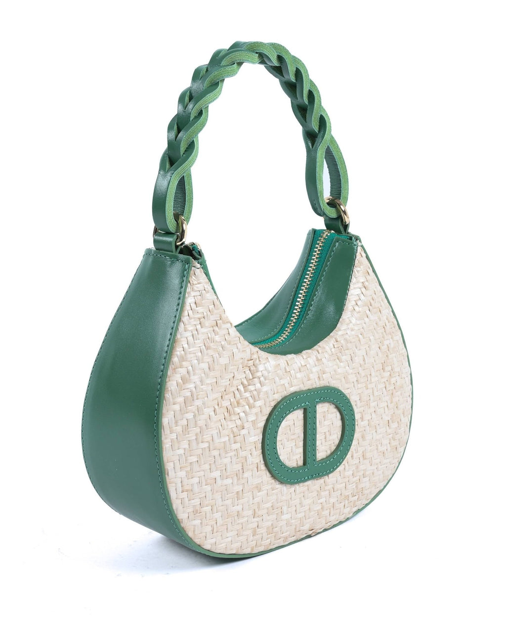 Sac Porté Épaule Dee Ocleppo Torino Raffia – Raphia Vert, Fabrication Italienne - LANOVRA