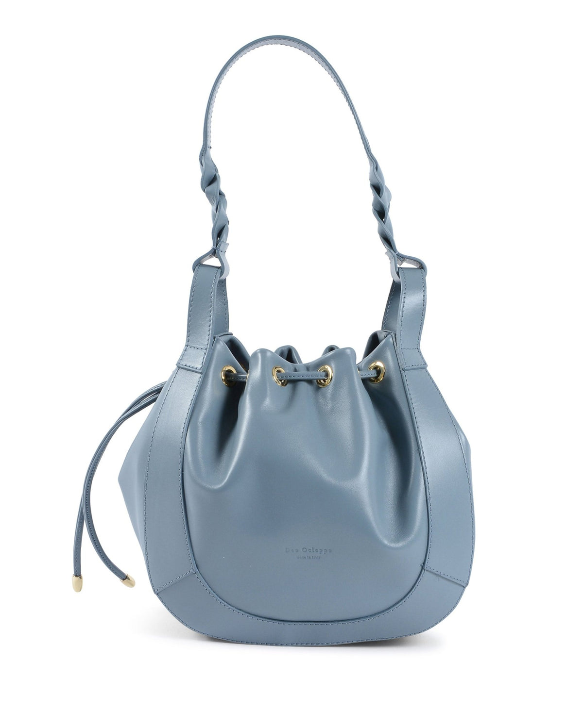 Sac Seau Dee Ocleppo Barolo – Cuir Pleine Fleur Bleu Ciel, Fabrication Italienne (28 x 26 x 13 cm) - LANOVRA